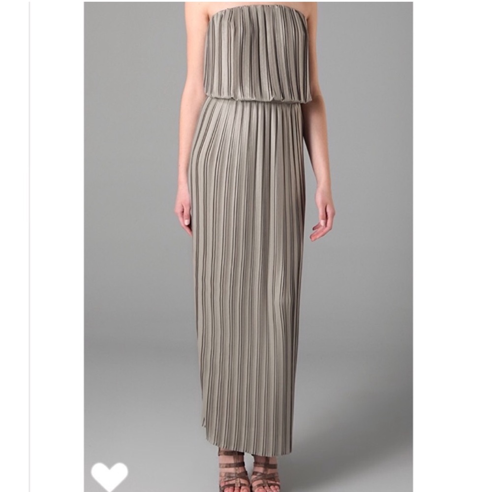 BCBGMAXAZRIA Mateo Pleated Gown in Moss